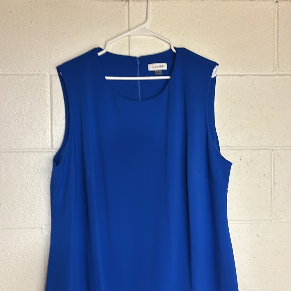 Calvin Klein Blue Asymmetrical Ruffled Sheath Dress - Picture 3 of 5